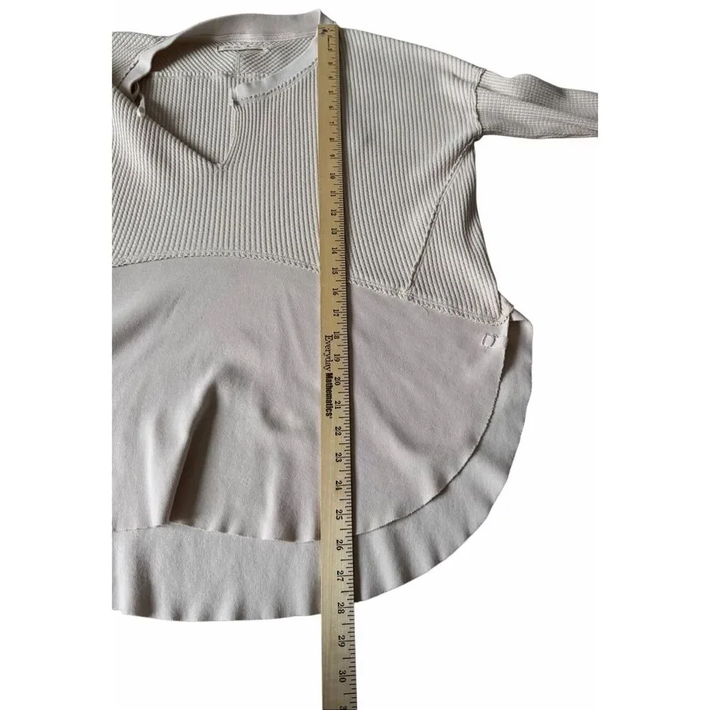Free‎ People Top Henley Monterey Thermal Long Sleeve Light Pink Cream Small